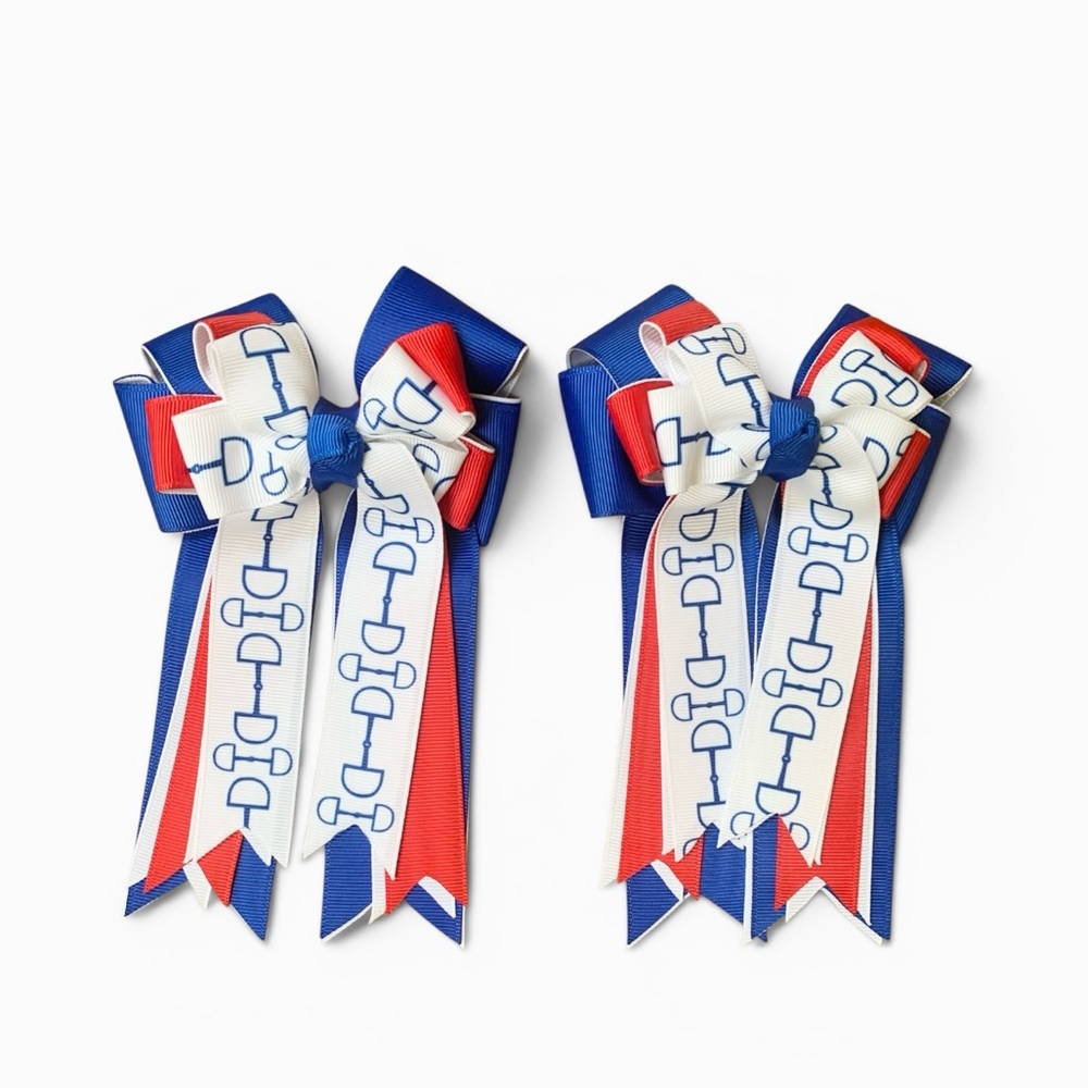 Patriotic Horse Bit Hair Bows – Pair